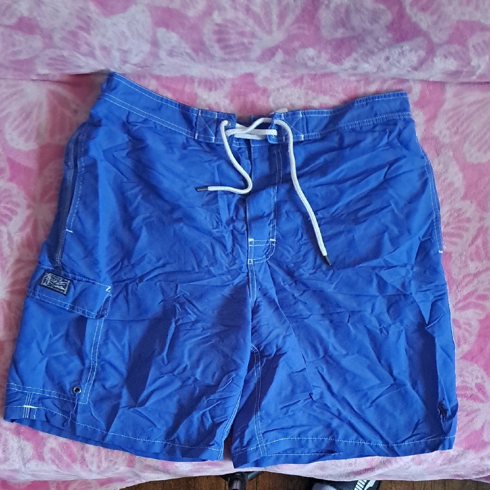 Men's Blue Swim Trunks with Drawstring